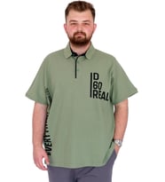 Mode XL Büyük Beden Erkek T-Shirt Polo Yaka REAL U25309 Çağla