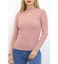 Zhlbutik Yarım Balıkçı Dekolteli Body Bluz (Pudra)