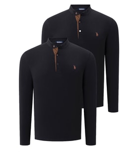 İKİLİ SET V4009 DEWBERRY ERKEK SWEATSHIRT-SİYAH-SİYAH