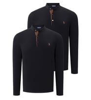İKİLİ SET V4009 DEWBERRY ERKEK SWEATSHIRT-SİYAH-SİYAH