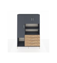Hyperion Dolap 7 Raflı 4 Çekmeceli 3 Kapaklı 132x44x195 Antrasit-Antrasit/Çam