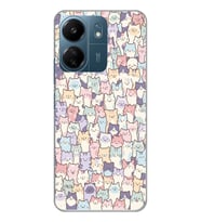 Xiaomi Redmi 13C Uyumlu Sevimli Kediler Desenli Şeffaf Telefon Kılıfı