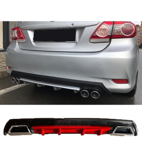 Toyota Corolla E170 Kırmızı Difüzör Çiftli Kare Egzoz Görünümlü D Tip Difizör 2012-2019