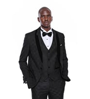 Kareli Slim Fit Siyah Erkek Damatlık - Wessi