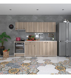 Kenzlife hazır mutfak seti nayakan crd 240 cm genişlik üst tezgahsız ankastre fırın modüllü (Karışık)
