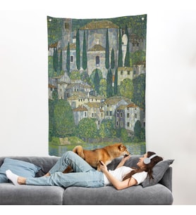 Gustav Klimt - Cassone'deki Kilise Selvili Manzara Duvar Örtüsü-8095