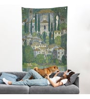 Gustav Klimt - Cassone'deki Kilise Selvili Manzara Duvar Örtüsü-8095