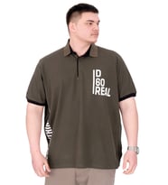 Mode XL Büyük Beden Erkek T-Shirt Polo Yaka REAL U25309 Haki