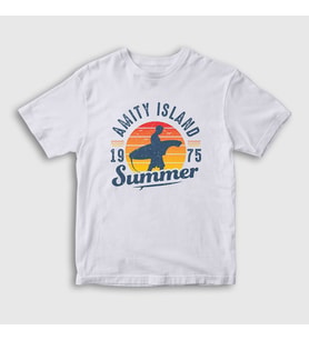 Presmono Unisex Çocuk Beyaz Summer Sörf Surf Surfing T-Shirt 514089tt