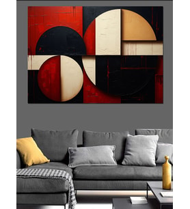 Geometrik Formlar Ve Renkli Soyut Dekoratif Kanvas - Mdf Ahşap Tablo