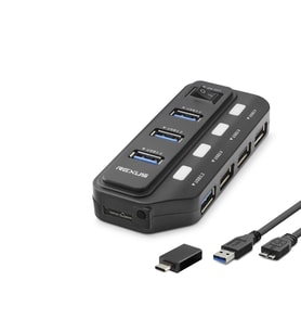 Usb Type-c 3.2 Gen1 Anahtarlı Hub 7 Port 5 Gbps Siyah U332