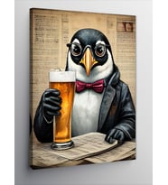 Kanvas Tablo Bira İçen Penguen