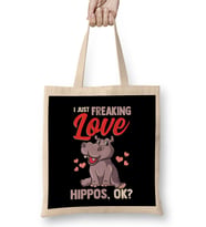 Cute I Just Freaking Love Hippos, Okay Baby Hippo Bez Çanta Uzun Saplı