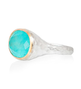 Gümüşcüm Paraiba Tourmaline Oval Taşlı Dövme Otantik Kadın Gümüş Yüzük
