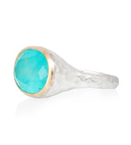 Gümüşcüm Paraiba Tourmaline Oval Taşlı Dövme Otantik Kadın Gümüş Yüzük