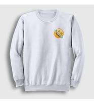 Presmono Unisex Beyaz Gülmekten Gözünden Yaş Gelen Emoji Instagram Sweatshirt 435302tt (Beyaz)