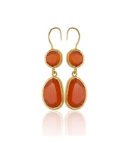 Kadir Jewellery 22 Ayar Altın Kaplama Kadın Taşlı Küpe -El İşçiliği Ve Hipoalerjenik Küpe