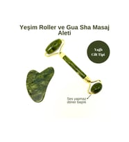 Sertifikalı Yeşim Roller ve Gua Sha Doğal Taş Masaj Aleti Takım