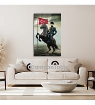 Atatürk ve Bayrak Cam Tablo