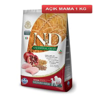 ND Düşük Tahıllı Tavuklu Narlı Senior Medium & Maxi Köpek Maması 1 Kg AÇIK