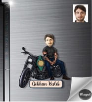 Kişiye Özel Motorcu Erkek Ahşap Magnet -7