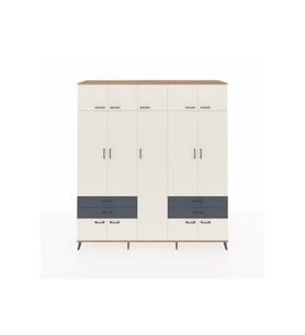 Hyperion Dolap 12 Raflı 4 Çekmeceli 2 Askılı 220x44x243 Çam-Aytaşı/Antrasit