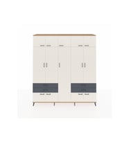 Hyperion Dolap 12 Raflı 4 Çekmeceli 2 Askılı 220x44x243 Çam-Aytaşı/Antrasit