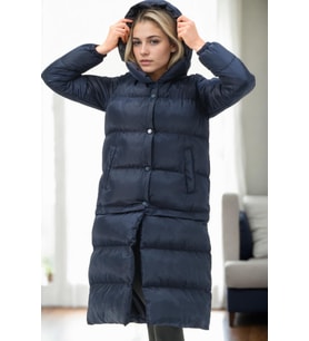 Dewberry Kadın %100 Polyester Kısaltılabilir Kaban Lacivert Z9772 Katmanlı Kombin, Günlük Giyim, Şehir Stili