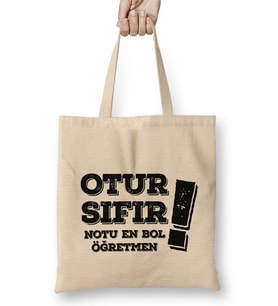 Öğretmenler Günü Öğretmene Hediye 016 Bez Çanta Uzun Saplı