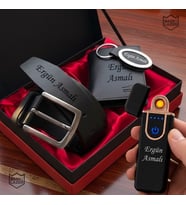 6 Farklı Çakmak Model Seçeneğiyle Hakiki Deri Erkek Cüzdan Kemer Anahtarlık Premium Hediye Seti - Kişiye Özel Tasarım - Eşe, Sevgiliye, Babaya, Arkadaşa Hediye