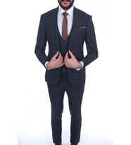 Jan Carlucci Slimfit Yelekli Drop 6 Takım (Lacivert)