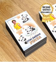 Panda Temalı Kişiye Özel Resimli Doğum Günü Magneti  8x6 Cm 10 Adet (Karışık)