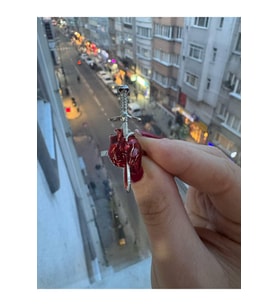 Kalp Gotik Kırmızı Renkli Ayarlanabilir Kadın Yüzük