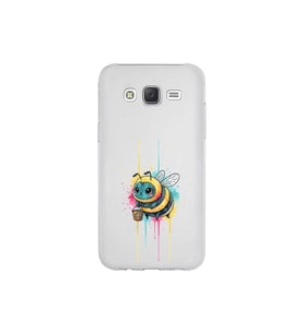 Samsung Galaxy J5 ile uyumlu Splash arı tasarımlı şeffaf silikon kılıf
