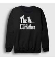 Presmono Unisex Beyaz The Catfather Hediye Kedi Babası Sweatshirt 534508tt (Siyah)