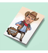 Kişiye Özel Havalı Kovboy Karikatürlü Tebrik Kartı
