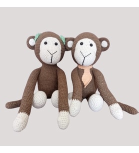 Maymun Çift Perde Tutucu Amigurumi