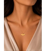 Kişiye Özel Melek Kanatlı Kalp Kolye 925K Gümüş (Gold)