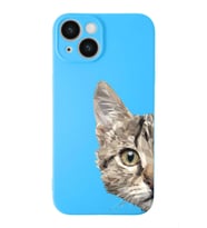 Apple iPhone 14 Plus Uyumlu Lansman Kılıf Catface Tasarımlı İçi Kadife Kapak-Mavi (Şeffaf)