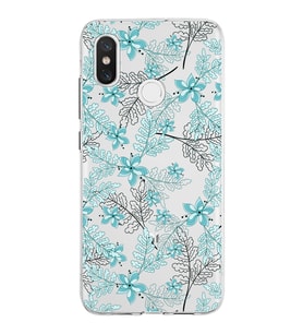 Xiaomi Mi 8 Uyumlu Kapak Floral Su Yeşili Tasarımlı Şeffaf Silikon Kılıf