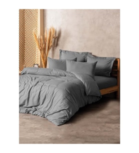 Cotton Box Rf Dual -Plaid Gri- Tek Kişilik Nevresim Takımı