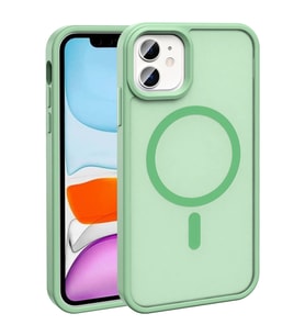 Apple iPhone 12 Uyumlu Kılıf M-safe Şarj Özellikli Mat Arka Yüzey Zore Sio Kapak (Açık Yeşil)