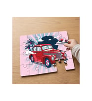Retro Kırmızı Araba Tasarımlı 24 Parça Ahşap Çocuk Puzzle MPK0972
