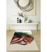 Yeşil Kızıl Derili Kız Kaymaz Taban Yıkanabilir Halı RV331 - 100 x 160 cm