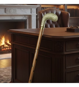 El İşçiliği Pirinç Başlıklı Ahşap Baston – 100 Cm (Karışık)