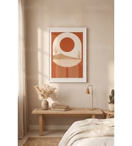 Çöl ve Doğa Minimalist Boho 1. Kalite Ahşap Çerçeveli Tablo