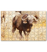 Cakapuzzle Afrika Bozkırında Bufalo ve Kuru Otlar Puzzle Yapboz MDF (Ahşap) (120 Parça)