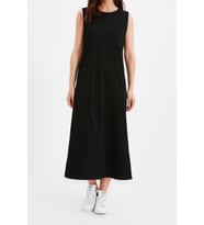 Yeni Regular Casual Günlük Süprem Örme Bisiklet Yaka Kolsuz Kol Basic Maxi Boy Tesettür Elbise