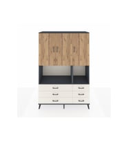 Hyperion Dolap 6 Raflı 6 Çekmeceli 3 Kapaklı 132x44x195 Antrasit-Çam/Aytaşı