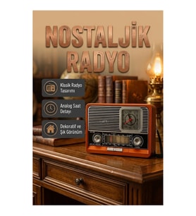 Nostaljik Vintage Radyo – Kompakt ve Dekoratif Tasarım